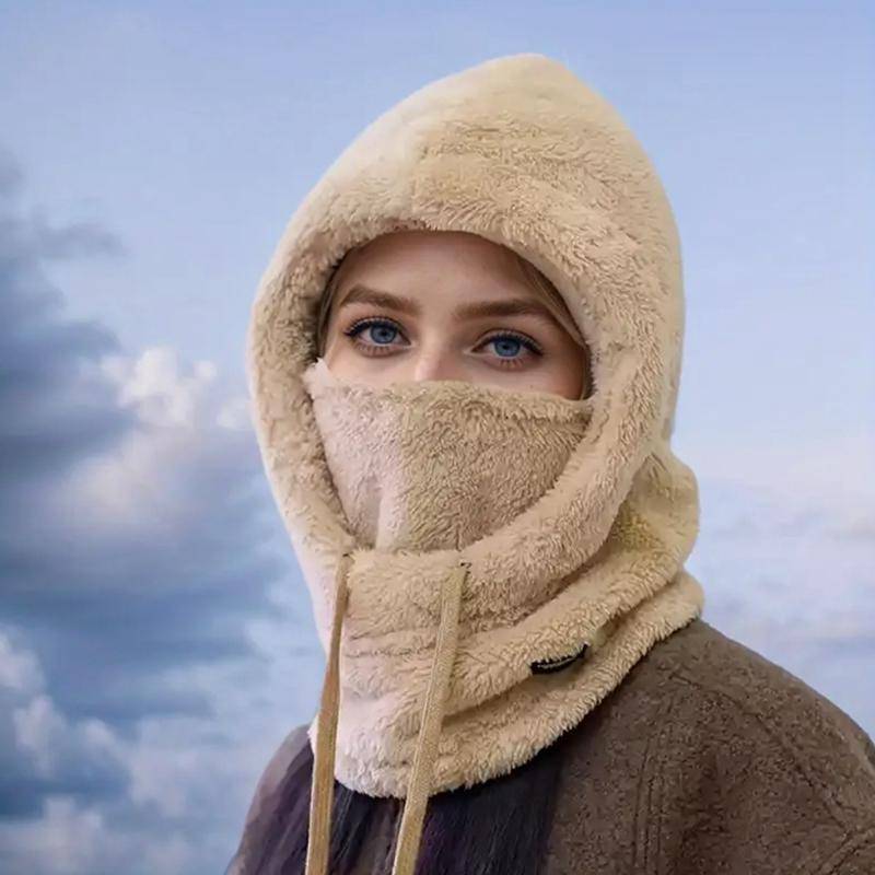 Damen Winter Warme Ohrenschützer Nackenwärmer Fleece Winddichte Maske beige von Joom DACH