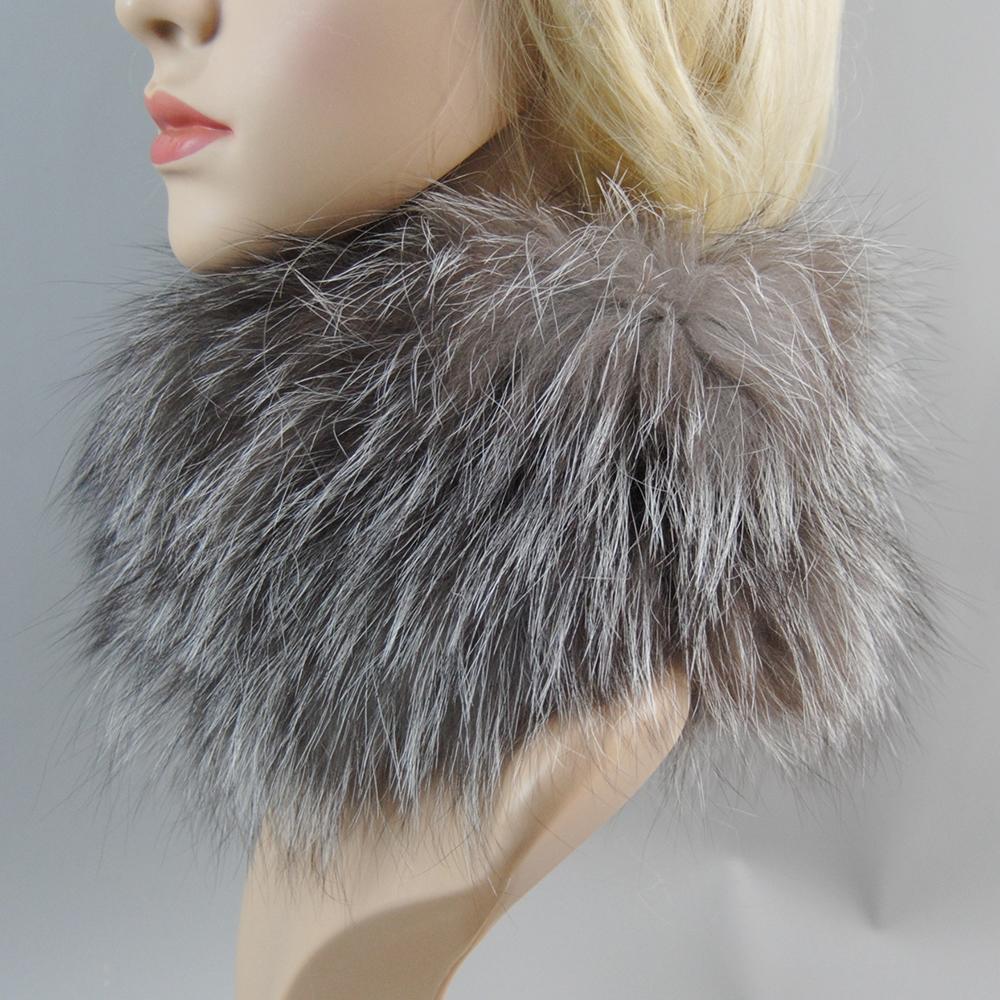 Damen Winter Warmer Echter Fuchsfell Schal Fell Stirnbänder Fuchsfell Schals Luxuriöser Nackenwärmer Gute Elastizität Natürliche Fellschals Good elasticity hellgrau von Joom DACH