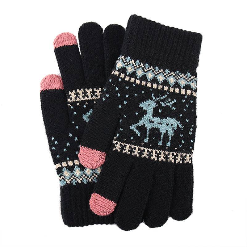 Damen Winterhandschuhe Dickes Fleece-Futter, Warme Strickhandschuhe Touchscreen-kompatibel, Anti-Kälte, Weiche Handschuhe 1 pair schwarz von Joom DACH
