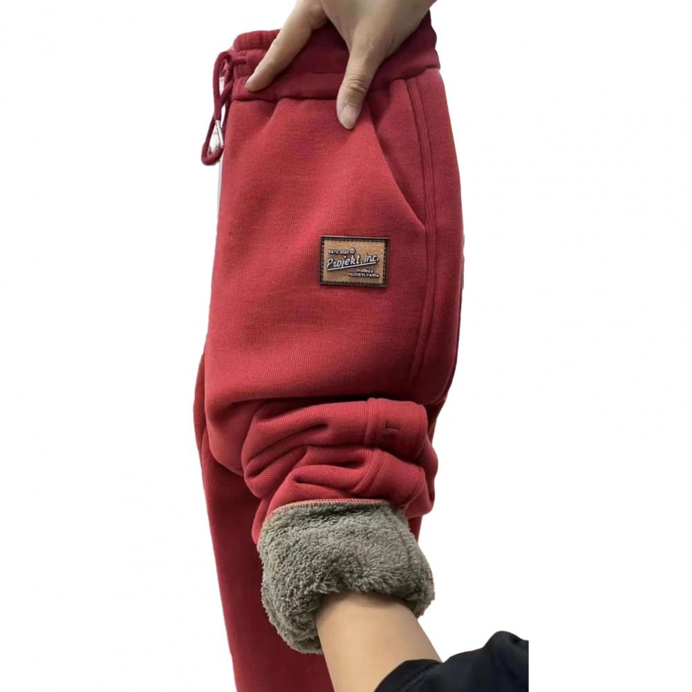 Damen Winterhose mit Fleecefutter, warm, dick, modisch, Thermo-Plüschhose, lässig, Sport-Jogginghose, Hose mit elastischer Taille L rot von Joom DACH