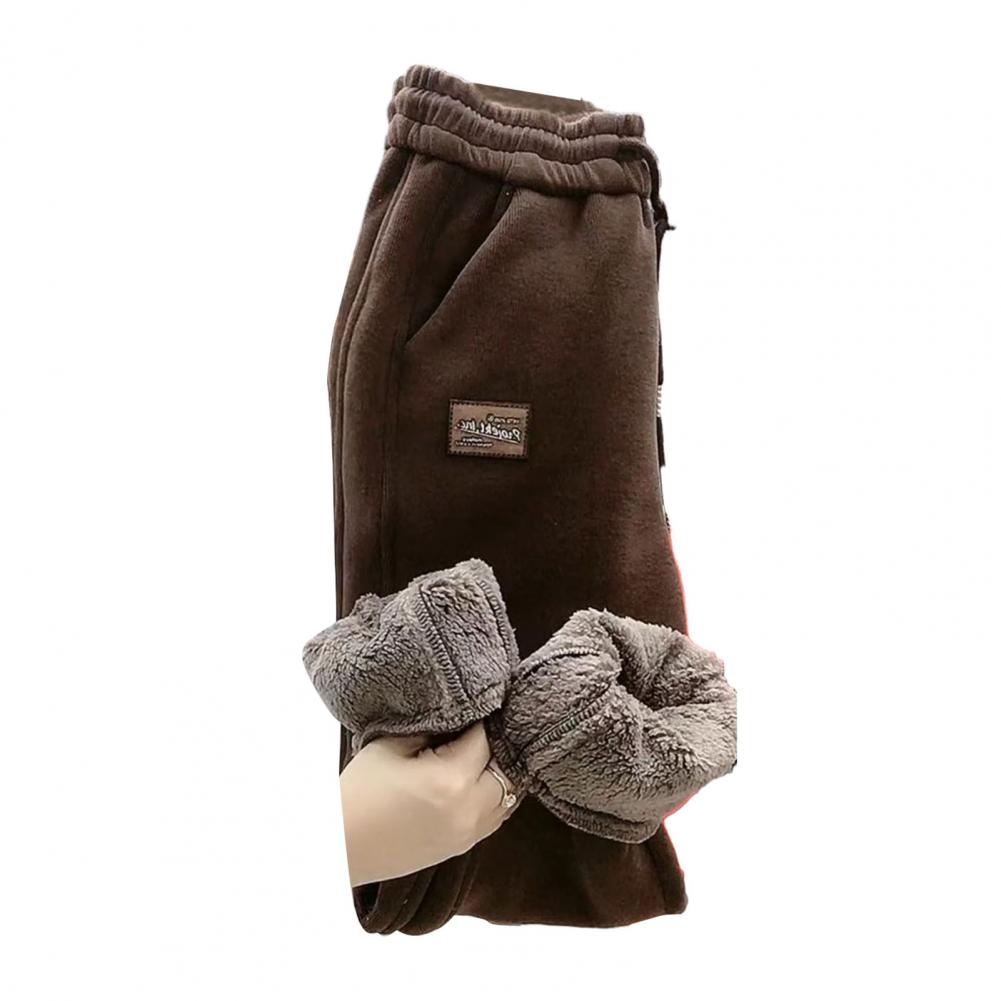 Damen Winterhose mit Fleecefutter, warm, dick, modisch, Thermo-Plüschhose, lässig, Sport-Jogginghose, Hose mit elastischer Taille XXXXL kaffeebraun von Joom DACH
