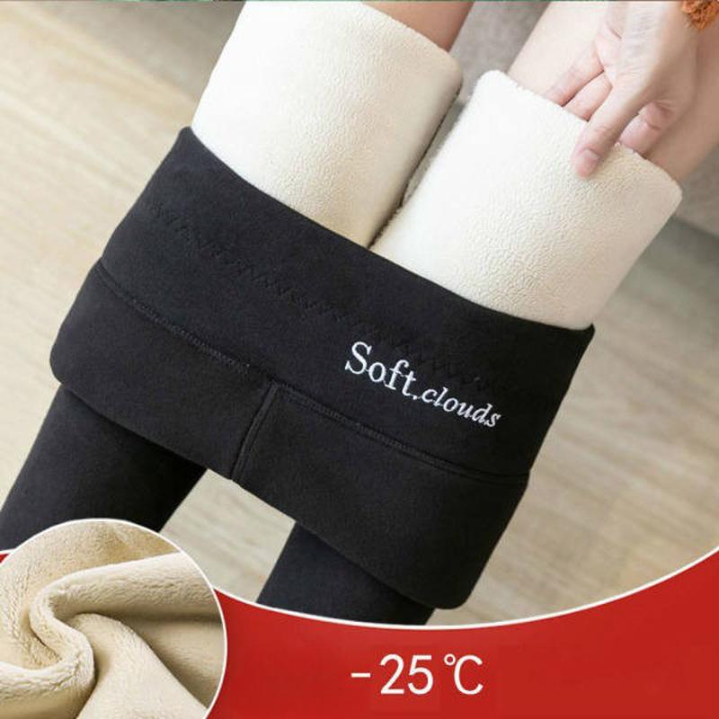 Damen Winterhose mit hoher Taille und figurformender Oberbekleidung, wattierte Baumwollhose, Fleece-gefütterte, dicke Hose, trendige Hose XS schwarz von Joom DACH