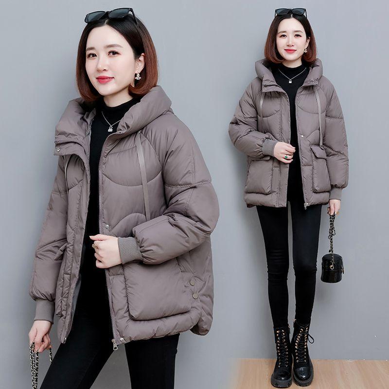 Damen Winterjacke, einfarbig, kurz, flauschig, warm, mit Kapuze, leicht, Übergröße 3XL von Joom DACH