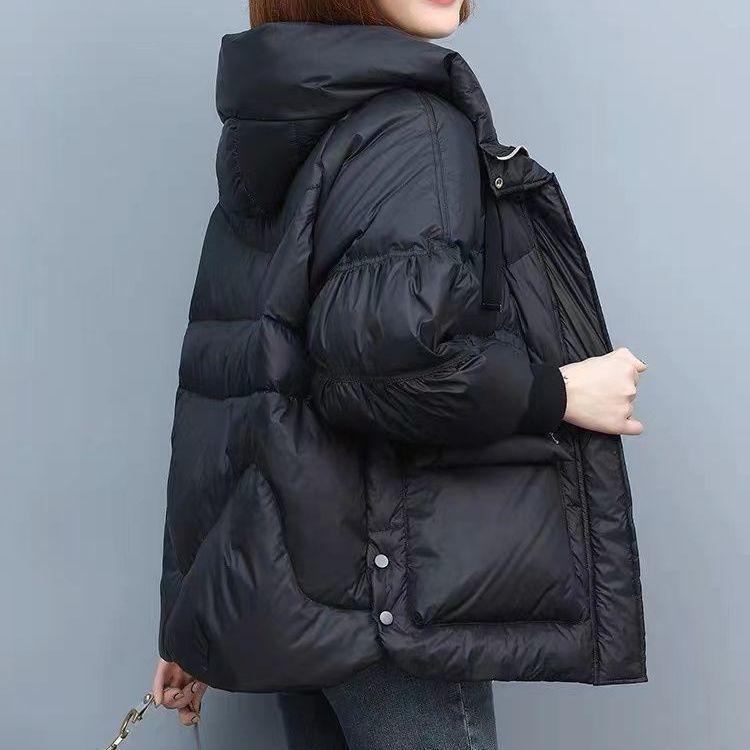 Damen Winterjacke, einfarbig, kurz, flauschig, warm, mit Kapuze, leicht, Übergröße 3XL von Joom DACH