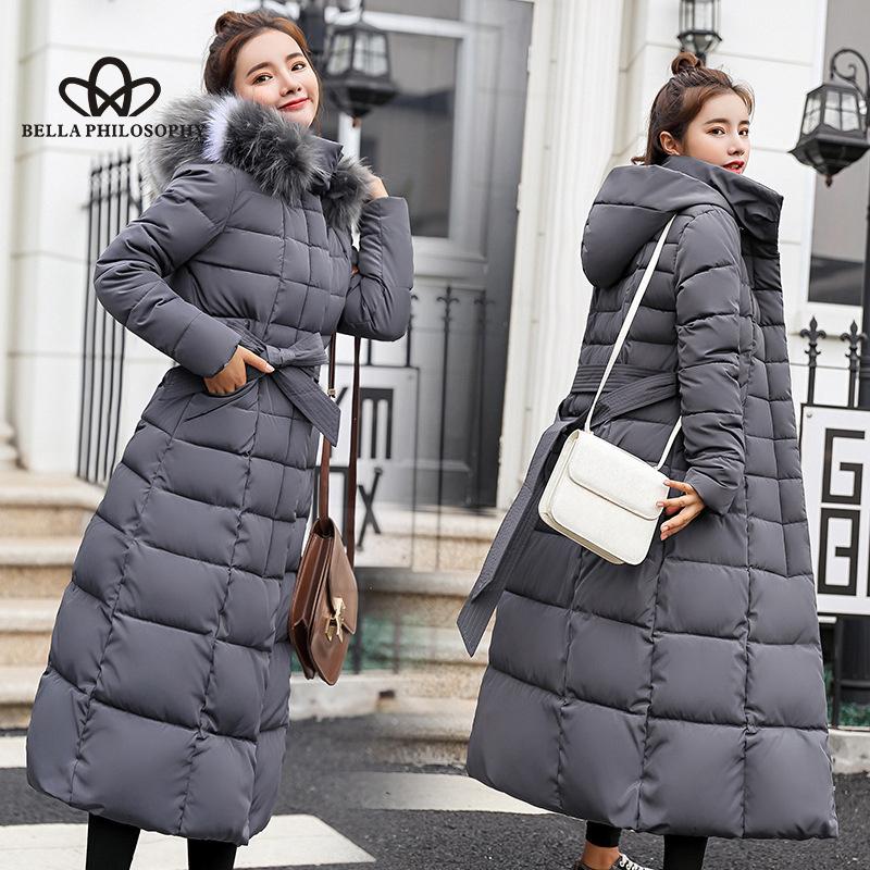 Damen-Winterjacke im koreanischen Stil, lange, über dem Knie liegende, mit Baumwolle gefütterte Jacke. Damen-Jacke mit großem Wollkragen, schmale Passform, verdickte, mit Baumwolle gefütterte Jacke für Damen 3XL grau von Joom DACH