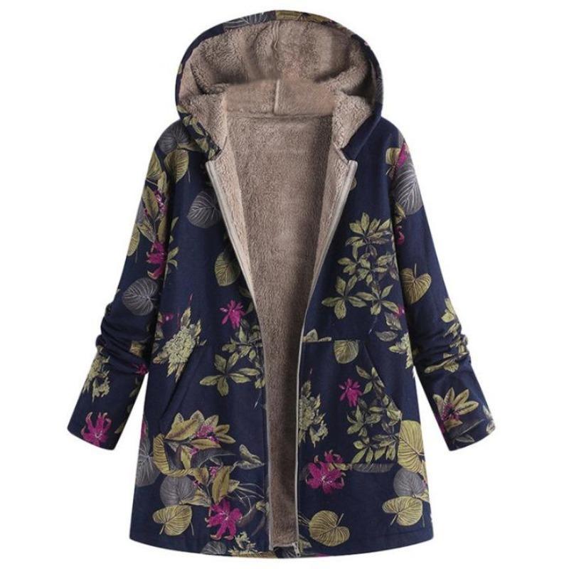 Damen Winterjacke mit Kapuze, V-Ausschnitt, mit Kapuze, warm, mit Taschen, lange Ärmel, lässig, modisch, mit Reißverschluss XXL von Joom DACH