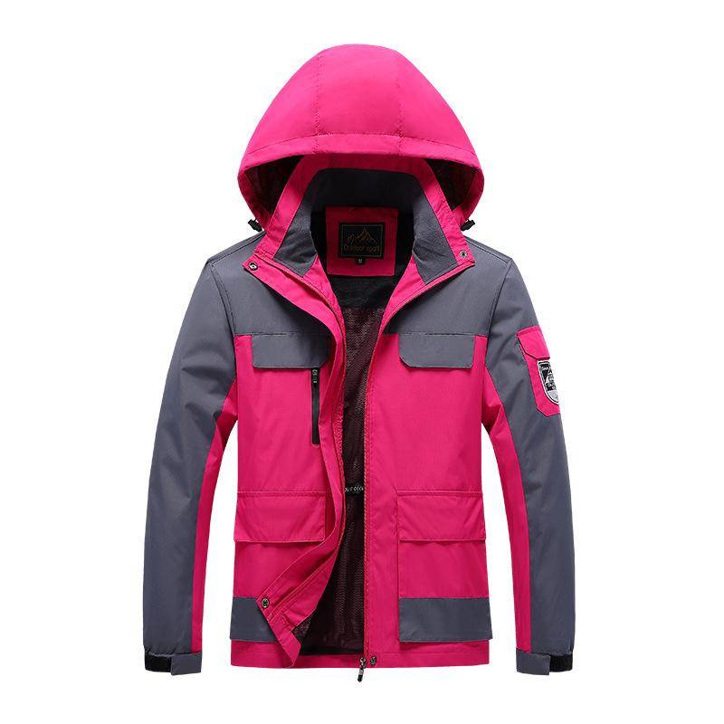 Damen Winterjacke mit Kapuze, wasserdicht, für den Außenbereich, Wandern, Sportmäntel, winddicht, Outwear 2XL rose rot von Joom DACH