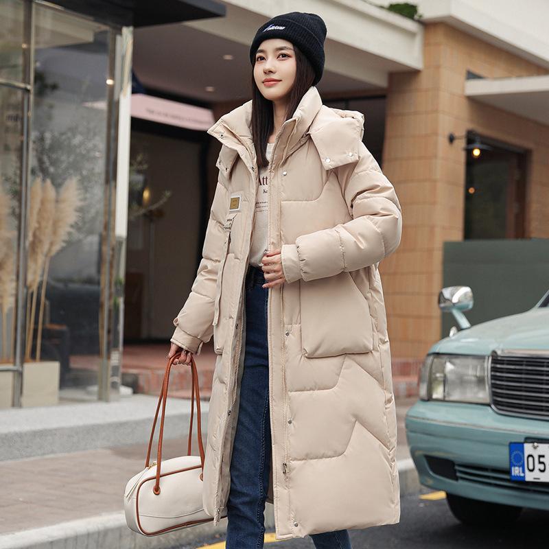 Damen Winterkleidung mit Kapuze, langer Daunenmantel, Jacke, gepolsterter Trenchcoat, Windbreaker, Parkas für Damen im Freien 2XL beige von Joom DACH