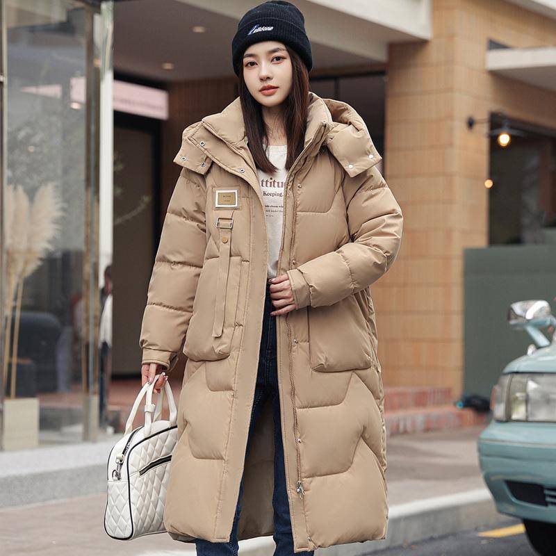 Damen Winterkleidung mit Kapuze, langer Daunenmantel, Jacke, gepolsterter Trenchcoat, Windbreaker, Parkas für Damen im Freien 2XL khaki von Joom DACH