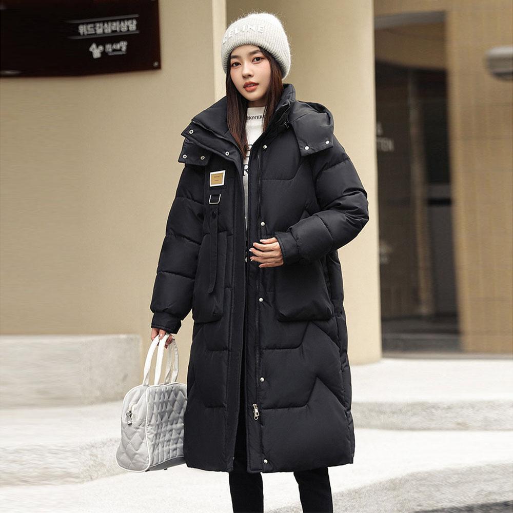 Damen Winterkleidung mit Kapuze, langer Daunenmantel, Jacke, gepolsterter Trenchcoat, Windbreaker, Parkas für Damen im Freien 3XL schwarz von Joom DACH