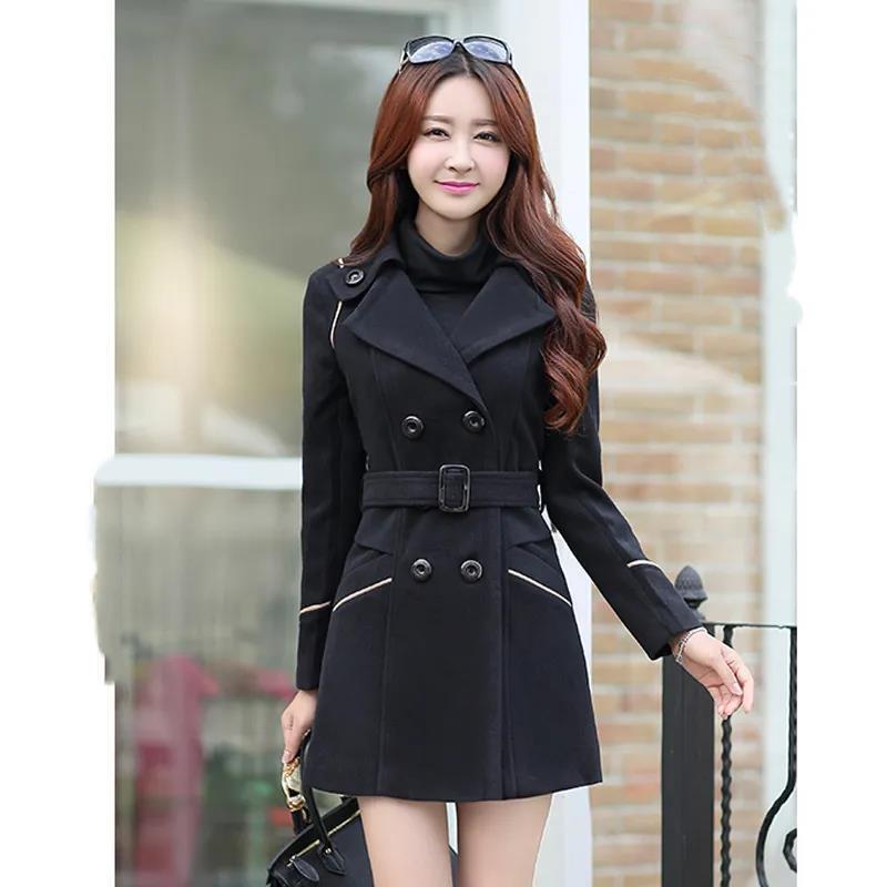 Damen Wintermantel, lockere, lässige, warme, winddichte Jacke in Übergröße, Tweed-Mantel, Business-Taille, warmer Mantel S von Joom DACH