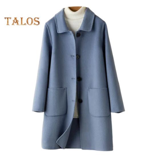 Damen Wintermantel Formeller Business-Stil Umlegekragen Einreihiger Mittellanger Mantel OL Pendlerjacke Einfarbig Dicke Oberbekleidung M blau von Joom DACH