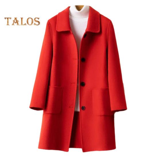 Damen Wintermantel Formeller Business-Stil Umlegekragen Einreihiger Mittellanger Mantel OL Pendlerjacke Einfarbig Dicke Oberbekleidung M rot von Joom DACH