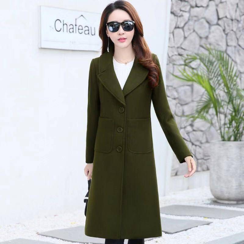 Damen Wintermantel mit Kapuze, Wollmantel, lang, lässig, einfarbig, schlank, Jacken, warm, Outwear XXL von Joom DACH