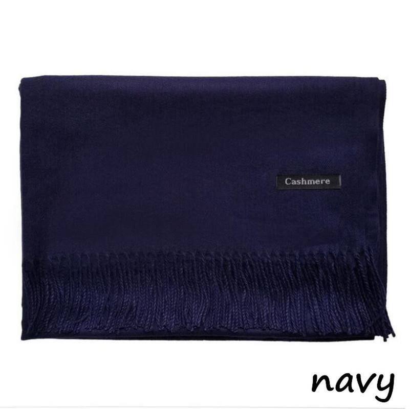 Damen-Winterschal, reiner Kaschmir-Schal mit Quaste, dicker Hals, warmes Stirnband, Damenschals, Wraps dunkelblau von Joom DACH