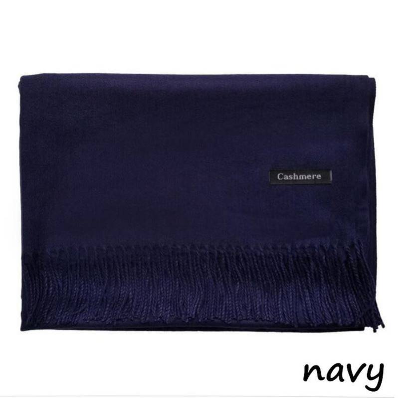 Damen-Winterschal, reiner Kaschmir-Schal mit Quaste, dicker Hals, warmes Stirnband, Damenschals, Wraps dunkelblau von Joom DACH