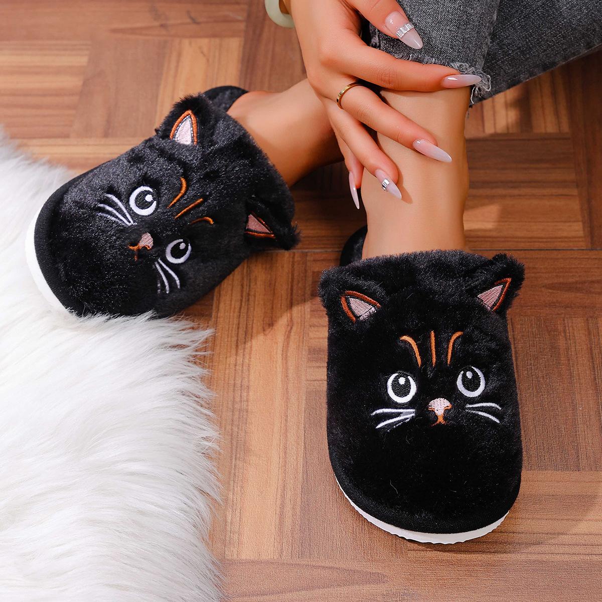 Damen Winterschuhe Warm Weihnachten Indoor Plüsch Warm und Niedlich Hausschuhe 44-45 schwarz von Joom DACH