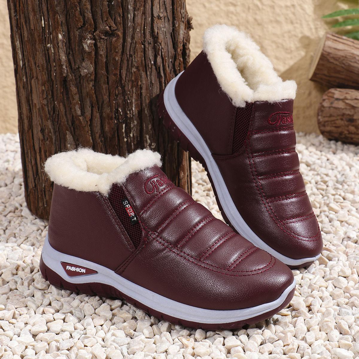 Damen-Winterstiefel, dick, warm, mit Fleece gefüttert, kurze Stiefel, Outdoor-High-Top-Schuhe mit rutschfester Sohle für Damen, lässig, mit Fell gefütterte Schneeschuhe 41 von Joom DACH