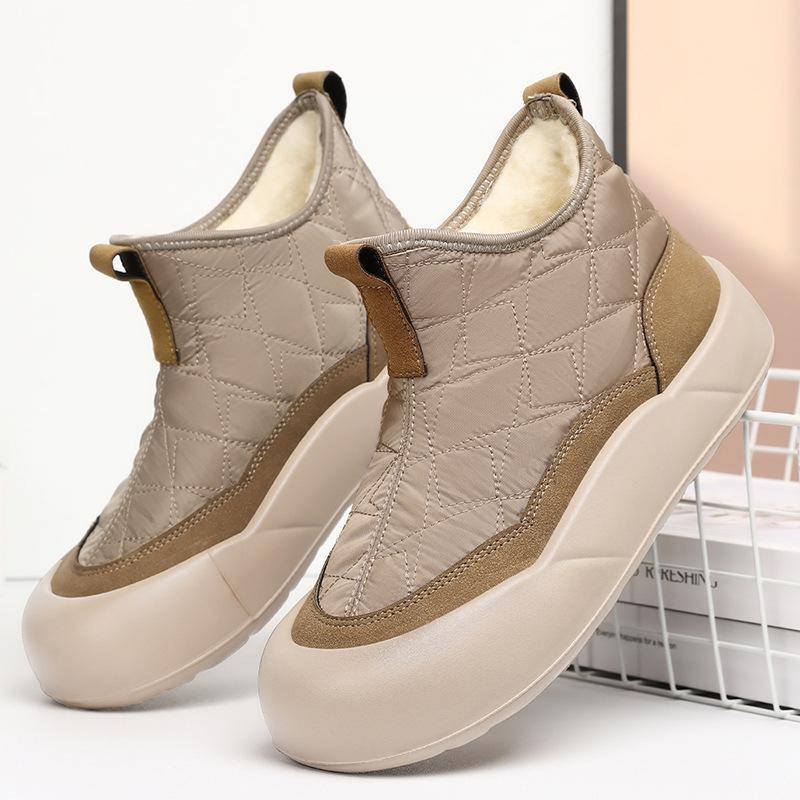 Damen Winterstiefeletten mit Plateausohle, warm, klobig, rutschfest, wasserabweisend, Stiefeletten, bequem, mit Kunstfellfutter, kurze Wanderstiefel für Damen 41 von Joom DACH