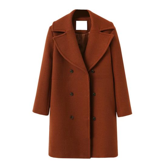 Damen Wolljacke Umlegekragen Einfarbig Zweireihig Übergröße Mantel Locker Thermo Langarm Pendeln Dating Mantel M von Joom DACH