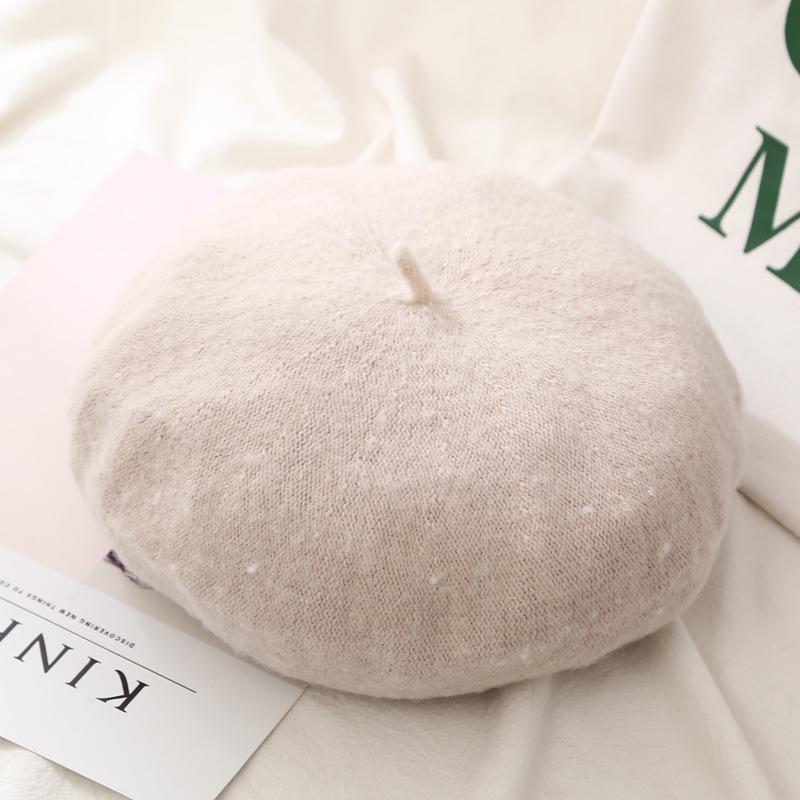 Damen-Wollmütze im französischen Künstlerstil, warme Wintermütze, Retro-Uni-Baskenmütze, einfarbig, elegante Dame, alle passenden Herbstmützen beige von Joom DACH