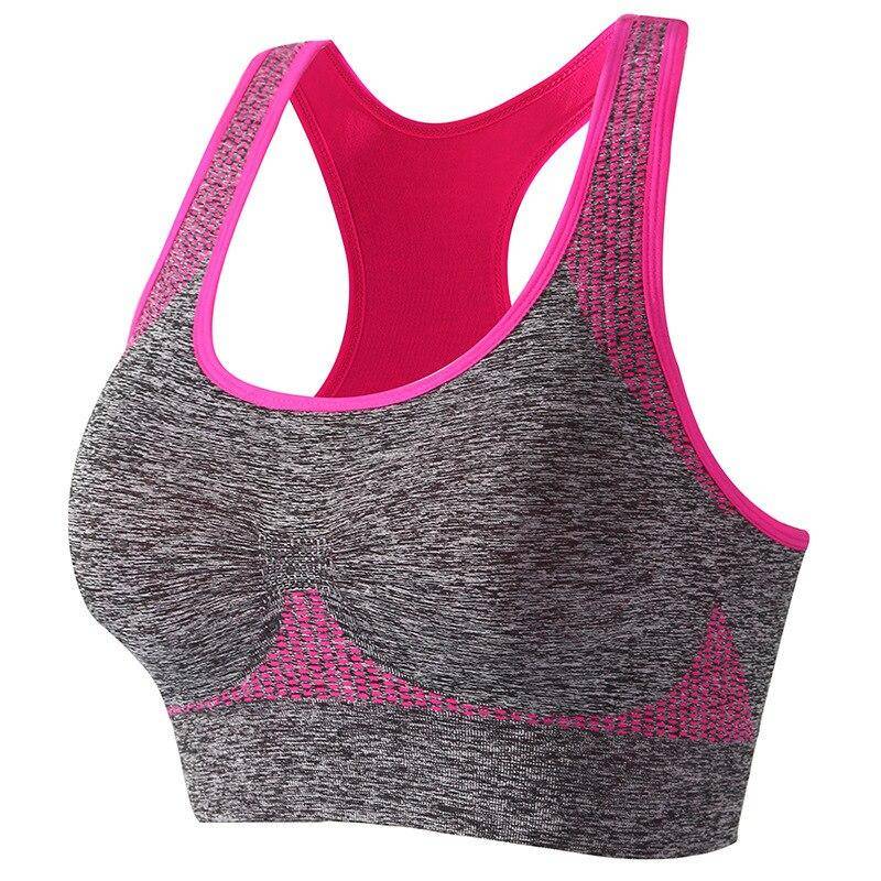 Damen Workout Sport-BHs Fitness Rückenfrei Gepolsterter BH Yoga Crop Tank Top L rose rot von Joom DACH