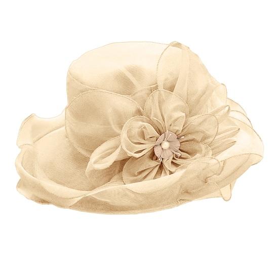 Damen-Zylinder, eleganter Organza-Blumenhut, breite Krempe, Outdoor-Strandhut, faltbarer Sonnenhut, Abend-Retro-Stil, Party, Bankett, Kleidungszubehör gelb von Joom DACH