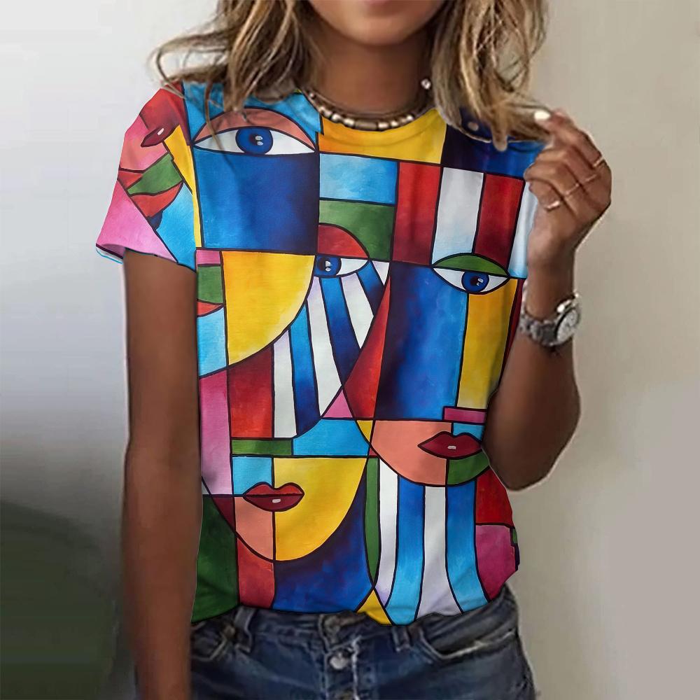 Damen neues kurzärmliges lockeres Rundhals-T-Shirt 3D-Druck lustiges Muster Straßenpersönlichkeit Design Sinn lässige Mode Sommer Kurzarm 3XL Damen neues kurzärmliges lockeres Rundhals-T-Shirt 3D-Druck lustiges Muster Straßenpersönlichkeit Design Sinn lässige Mode Sommer Kurzarm 3XL von Joom DACH