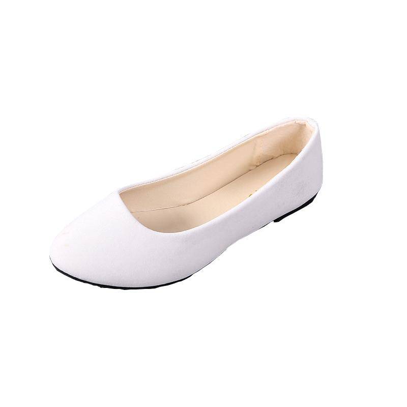 Damen- und Mädchen-Schuhe, einfarbig, große Größe, zum Hineinschlüpfen, flach, flach, bequem, lässig, einzelne Schuhe 38 weiß von Joom DACH