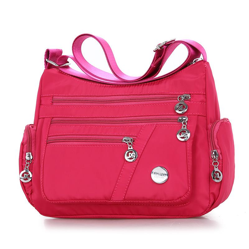Damen wasserdichte Tasche Nylon Umhängetasche Umhängetasche Lässige Handtaschen 27*11*22cm rose rot von Joom DACH