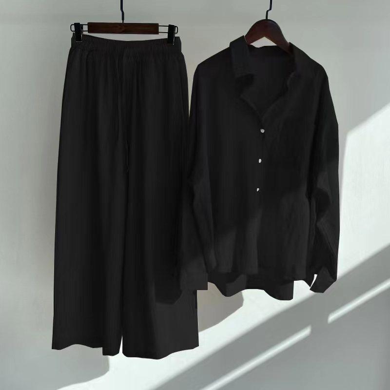 Damen zweiteiliger Anzug Retro Plus Size Baumwolle Leinen Hemd Anzug Hohe Taille Lose Hosen für Frauen XXXL schwarz Damen zweiteiliger Anzug Retro Plus Size Baumwolle Leinen Hemd Anzug Hohe Taille Lose Hosen für Frauen XXXL schwarz von Joom DACH