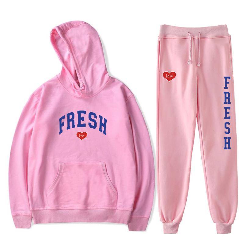 Damenbekleidung Sturniolo Triplets Hoodie Joggerhose Zweiteiliges Set Sweatshirts + Jogginghose Fresh Love Logo Herren Damen Set S rosa von Joom DACH