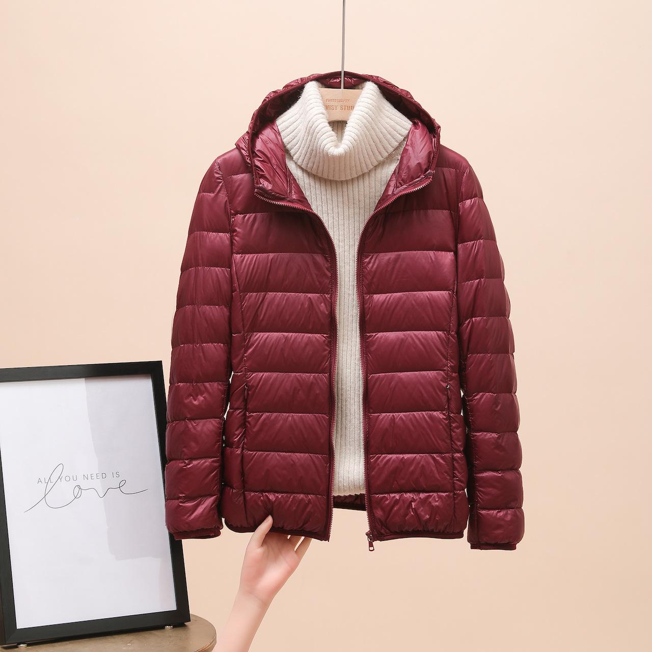 Damenbekleidung Ultraleichte Daunenjacke Damen Winter Warmer Mantel Leichte Warme Jacken Damen Kapuzenparka 8XL von Joom DACH