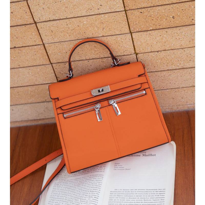 Damenhandtasche aus Rindsleder, Umhängetasche für Damen, Modische Mehrfachtaschen, Praktische Lokomotiv-Vierkanttasche mit großem Fassungsvermögen orange von Joom DACH