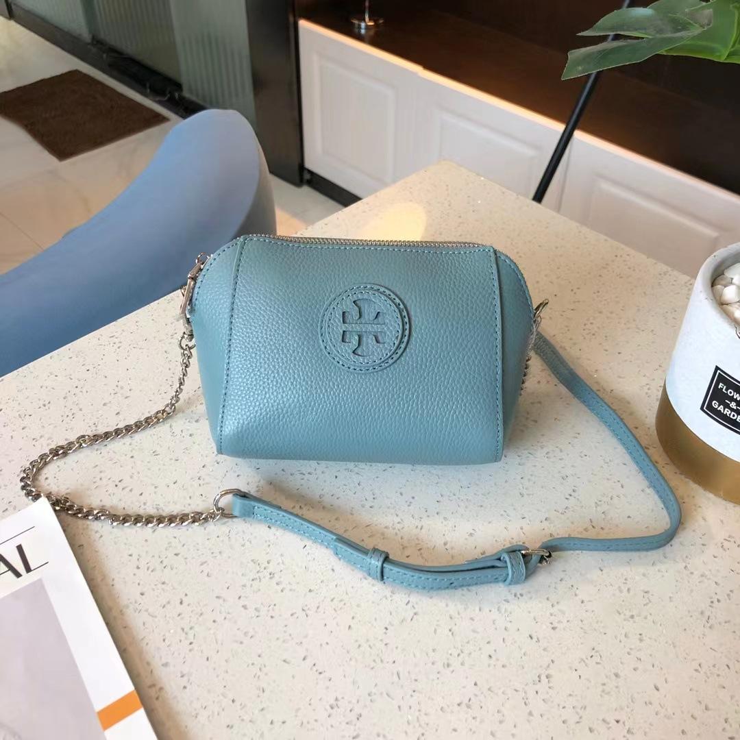 Damenhandtasche aus Rindsleder mit Schultergurt, großes Fassungsvermögen, Messenger-Bag, Damenmode, einfache Einkaufstasche, praktisch, weiche Lederschale hellblaue von Joom DACH