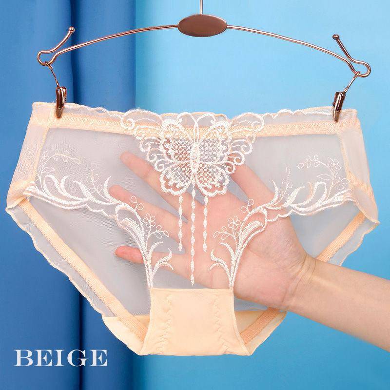 Damenhöschen, dünne transparente Unterwäsche für Frauen, Spitze, Schmetterling, kurze Damen-Dessous-Unterhose L beige Damenhöschen, dünne transparente Unterwäsche für Frauen, Spitze, Schmetterling, kurze Damen-Dessous-Unterhose L beige von Joom DACH
