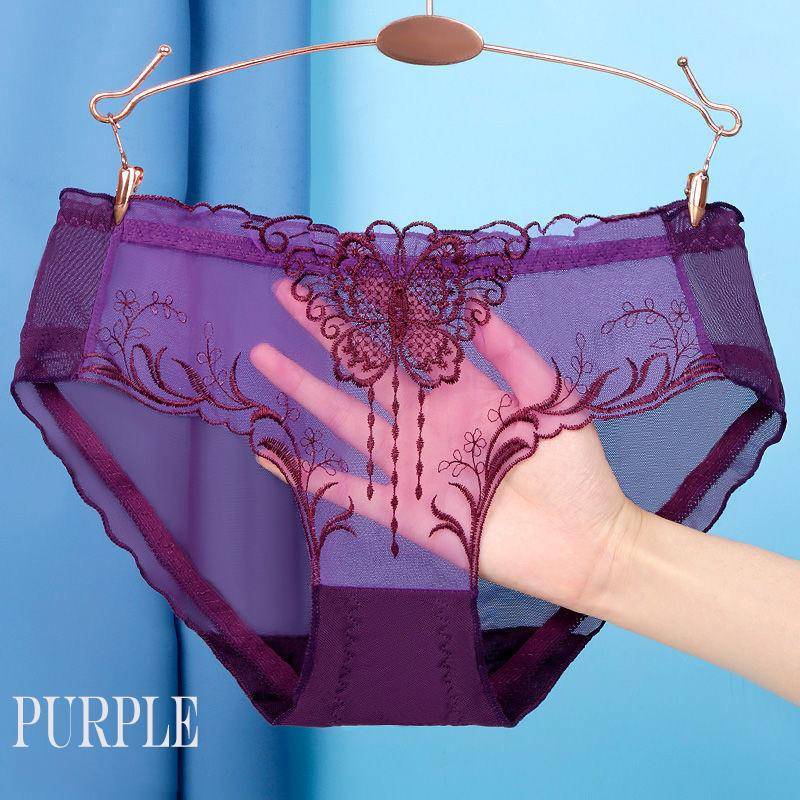 Damenhöschen, dünne transparente Unterwäsche für Frauen, Spitze, Schmetterling, kurze Damen-Dessous-Unterhose L violett Damenhöschen, dünne transparente Unterwäsche für Frauen, Spitze, Schmetterling, kurze Damen-Dessous-Unterhose L violett von Joom DACH