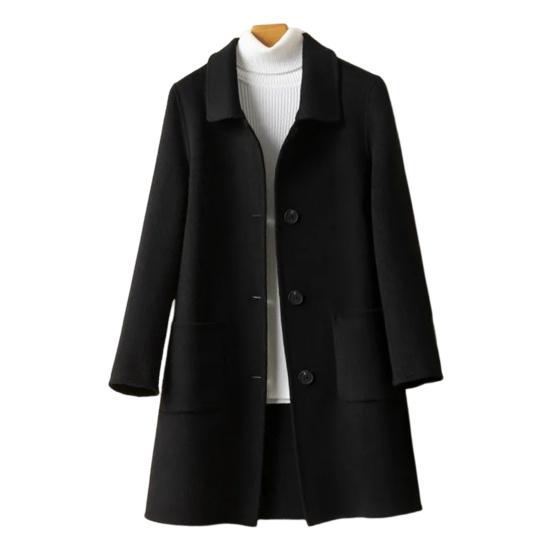 Damenjacke mit Doppeltaschen Revers Einfarbig Einreihiger Wollmantel Locker Thermo Langarm Pendeln Dating Frühling Herbst Wintermantel M schwarz Damenjacke mit Doppeltaschen Revers Einfarbig Einreihiger Wollmantel Locker Thermo Langarm Pendeln Dating Frühling Herbst Wintermantel M schwarz von Joom DACH