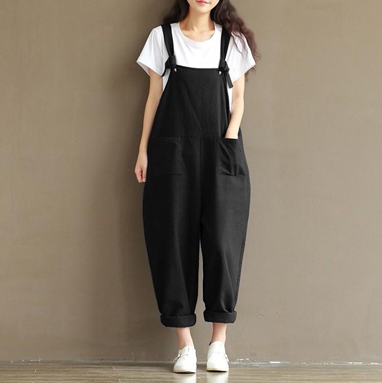 Damenmode Casual Hosen Strampler Jumpsuits Overalls Latzhose Lange Hosen Playsuit Übergröße S-5XL L schwarz von Joom DACH