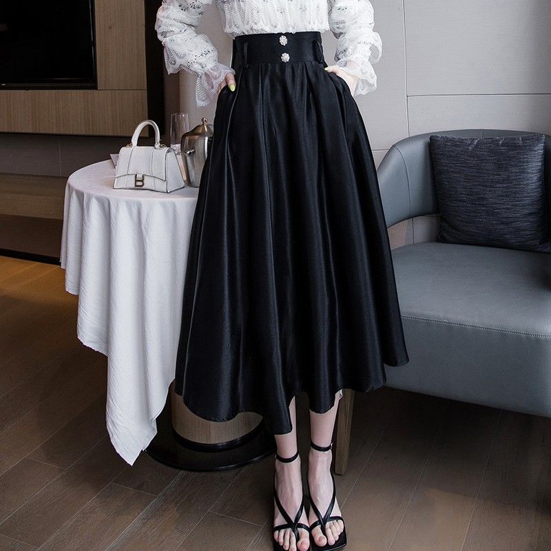 Damenmode Eleganter, fester Halbkörperrock mit hoher Taille im Hepburn-Stil Kleiner schwarzer Rock Frühlings- und Sommerrock mit großem Swing-Regenschirm XXL schwarz Damenmode Eleganter, fester Halbkörperrock mit hoher Taille im Hepburn-Stil Kleiner schwarzer Rock Frühlings- und Sommerrock mit großem Swing-Regenschirm XXL schwarz von Joom DACH