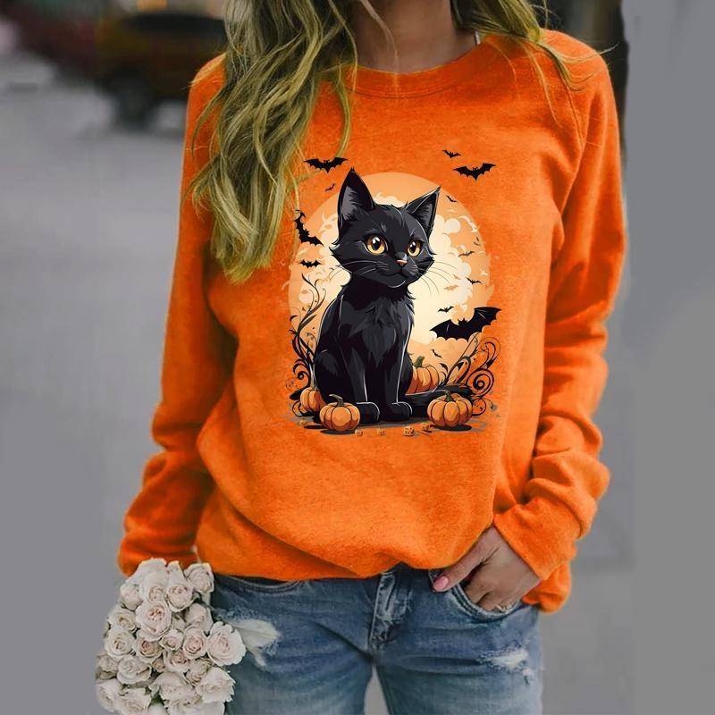 Damenmode Halloween Katze Fledermaus Kürbis Print Rundhals Pullover Herbst Langarm Damen Sweatshirt Niedliches Katzen Oberteil 4XL Damenmode Halloween Katze Fledermaus Kürbis Print Rundhals Pullover Herbst Langarm Damen Sweatshirt Niedliches Katzen Oberteil 4XL von Joom DACH