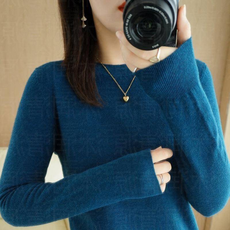 Damenmode Lässig Herbst Winter Einfarbig Druck Langarm Semi Rollkragen Damen Kleidung Wolle Strickpullover XXL von Joom DACH