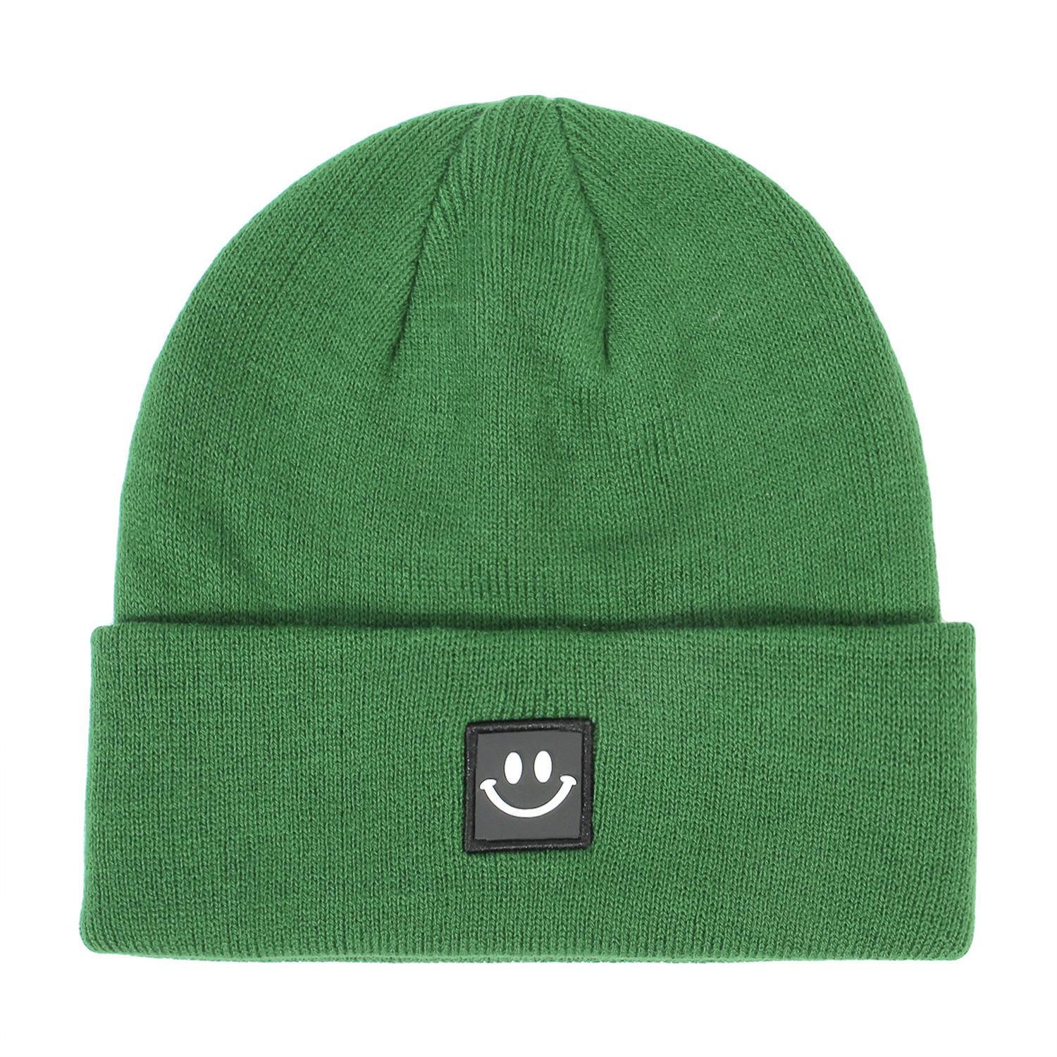 Damenmode Smiley Face Logo Mütze Einfarbig Strickmütze Lässige Outdoor Warme Beanie Herren Wintermütze von Joom DACH