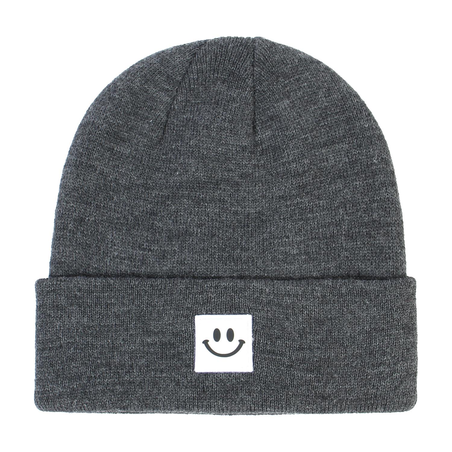Damenmode Smiley Face Logo Mütze Einfarbig Strickmütze Lässige Outdoor Warme Beanie Herren Wintermütze von Joom DACH