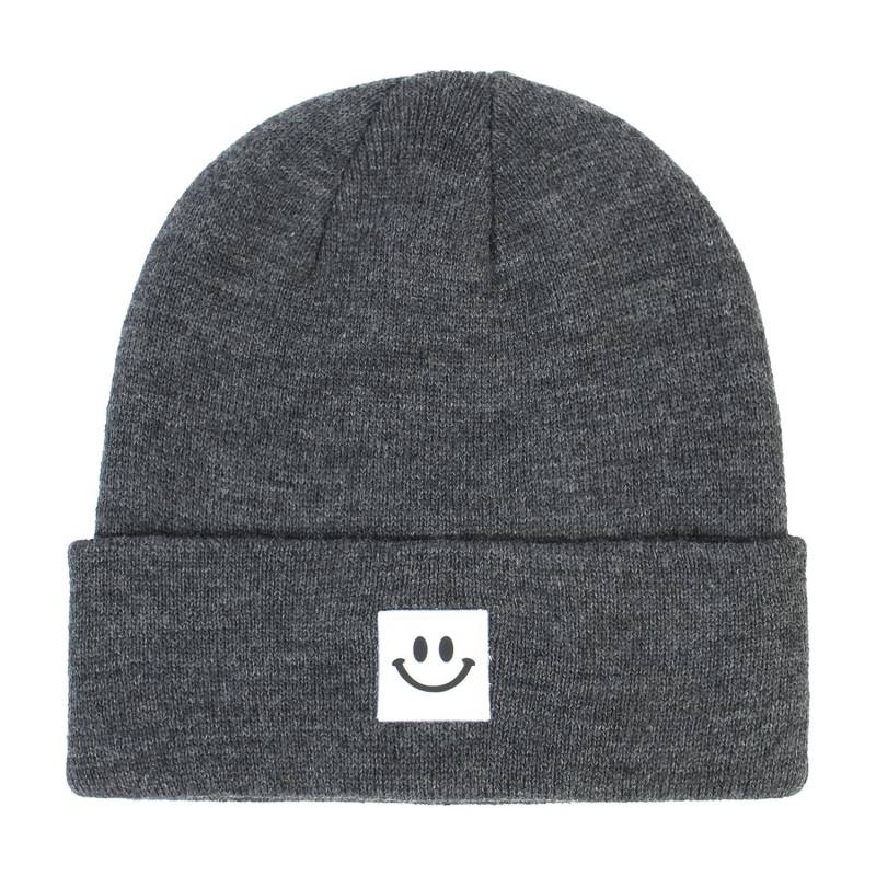 Damenmode Smiley Face Logo Mütze Einfarbig Strickmütze Lässige Outdoor Warme Beanie Herren Wintermütze von Joom DACH