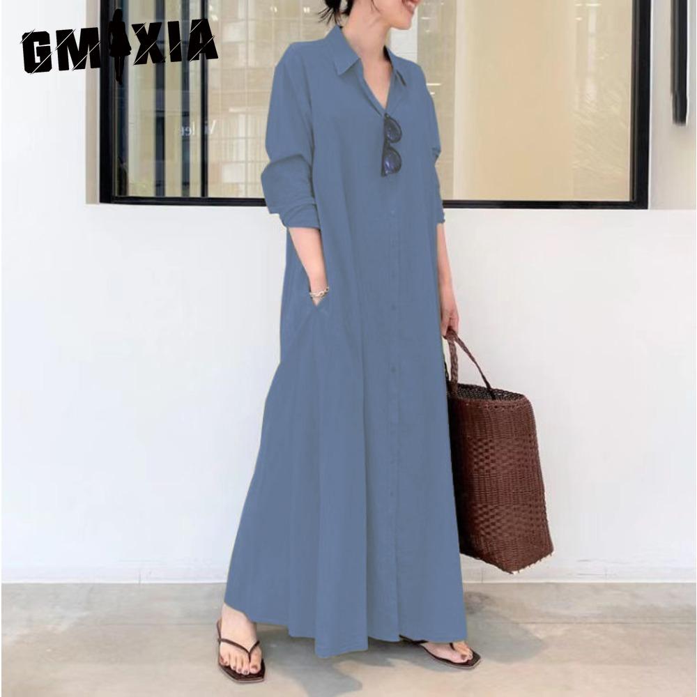 Damenmode Sommer Frühling Einfarbig Druck Langarm Hals Casual Kleider M dunkelblaue Damenmode Sommer Frühling Einfarbig Druck Langarm Hals Casual Kleider M dunkelblaue von Joom DACH
