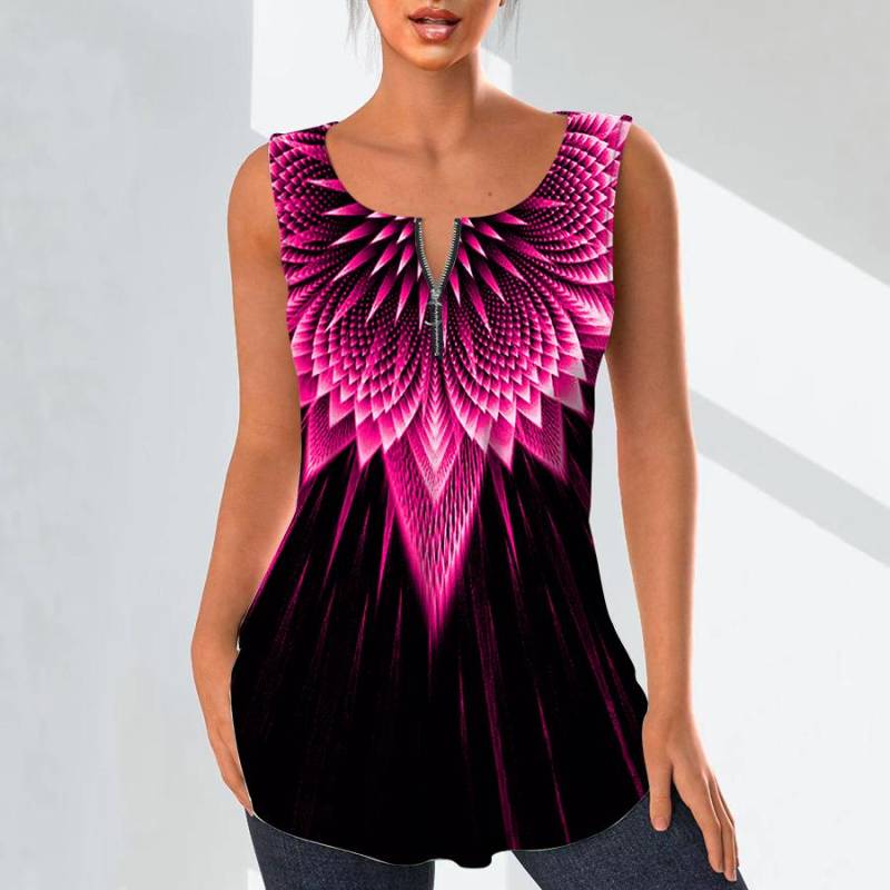 Damenmode V-Ausschnitt Shirts Casual Tops T-Shirt Damen 3D Blue Beam Print Weste Plus Size Ärmellose Bluse Tank Tops 2XL von Joom DACH