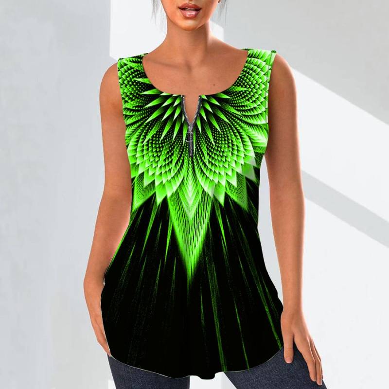 Damenmode V-Ausschnitt Shirts Casual Tops T-Shirt Damen 3D Blue Beam Print Weste Plus Size Ärmellose Bluse Tank Tops 4XL von Joom DACH