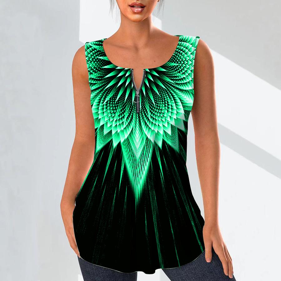 Damenmode V-Ausschnitt Shirts Casual Tops T-Shirt Damen 3D Blue Beam Print Weste Plus Size Ärmellose Bluse Tank Tops 8XL von Joom DACH