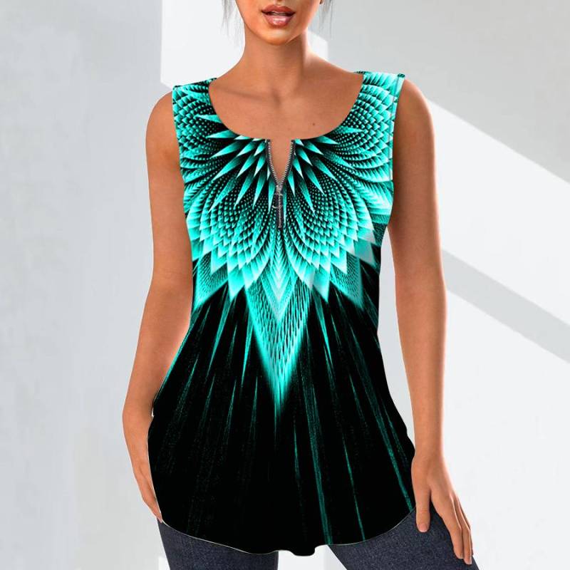 Damenmode V-Ausschnitt Shirts Casual Tops T-Shirt Damen 3D Blue Beam Print Weste Plus Size Ärmellose Bluse Tank Tops 8XL von Joom DACH